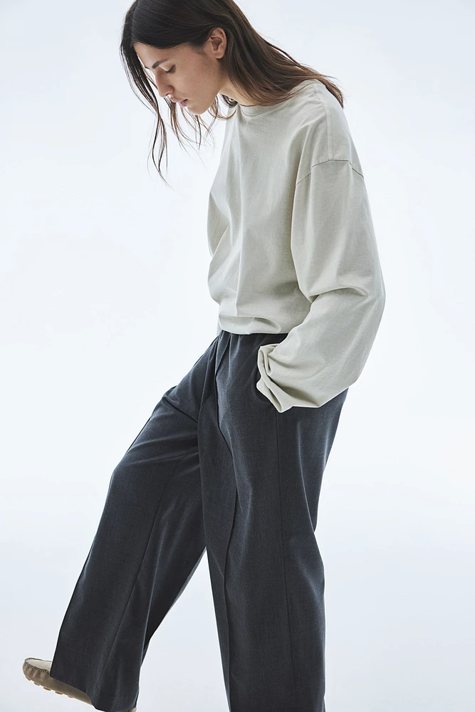 Wide Crease-Detail Pants