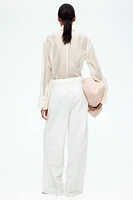 Wide-Leg Linen-Blend Pants