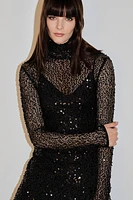 Long Sequined Net Dress