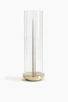 Candle Lantern in Clear Fluted Glass