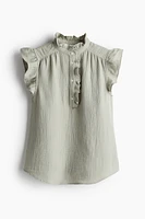 Flutter-sleeved Muslin Blouse