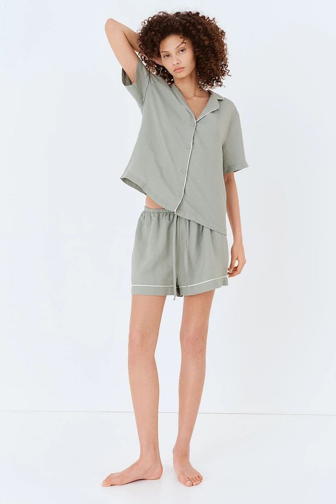 Linen-Blend Pajamas