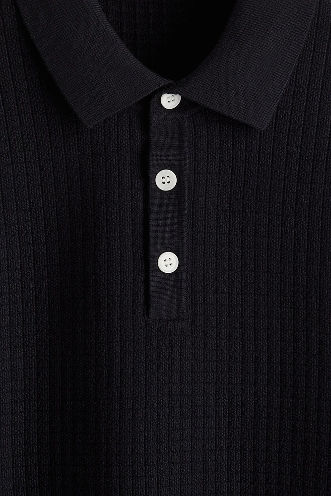 Regular Fit Textured-Knit Polo Shirt