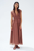 Smock-Waist Ramie Dress