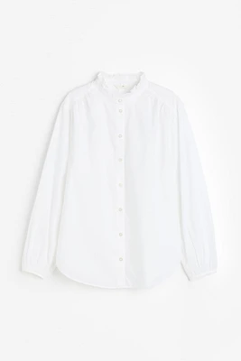 Ruffle-trimmed Cotton Blouse