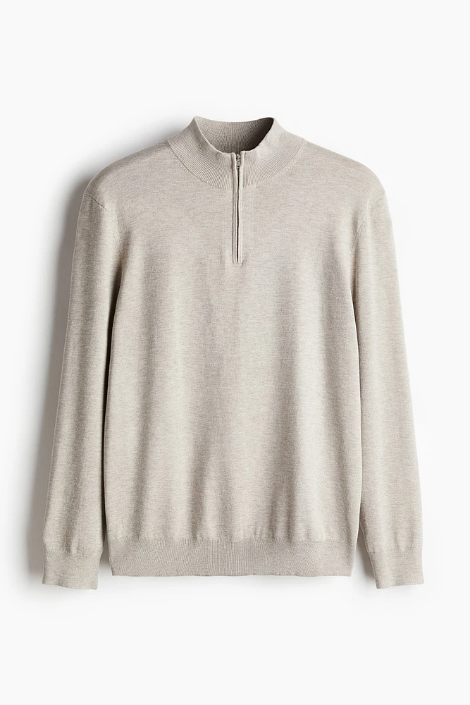 Slim Fit Half-Zip Fine-Knit Sweater