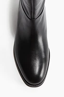 Calf-High Leather Boots