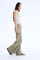 Wide-Leg Linen-Blend Pants