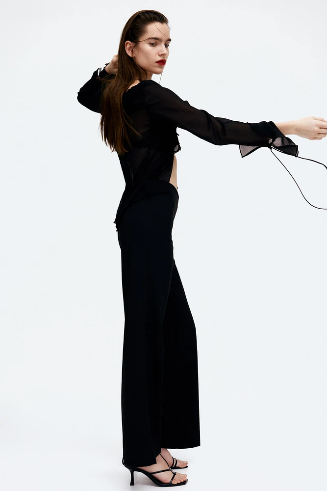 Wide-Leg Twill Pants