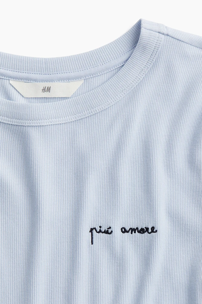 T-shirt côtelé en modal mélangé