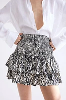 Smocked-waist Tiered Skirt