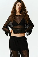 Wide-Leg Hole-Knit Pants