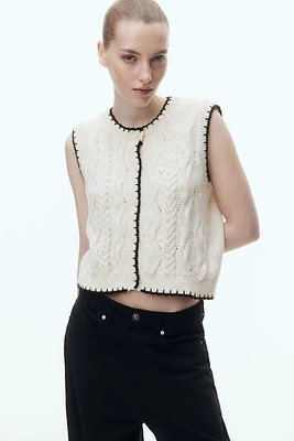 Button-Front Cable-Knit Sweater Vest