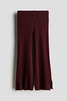 Flared Rib-Knit Pants