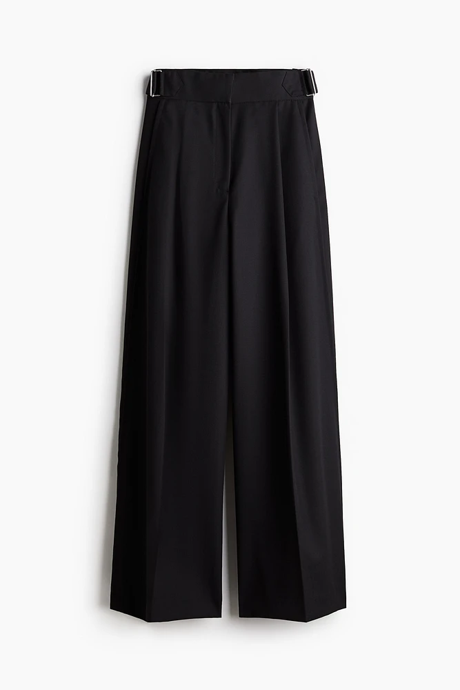 Wide-Leg Wool-Blend Twill Pants