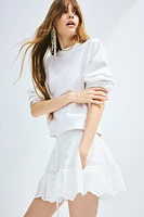 Drawstring Shorts with Eyelet Embroidery