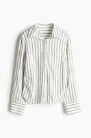 Gathered linen-blend shirt