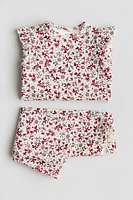 2-piece Ruffle-trimmed Cotton Jersey Set