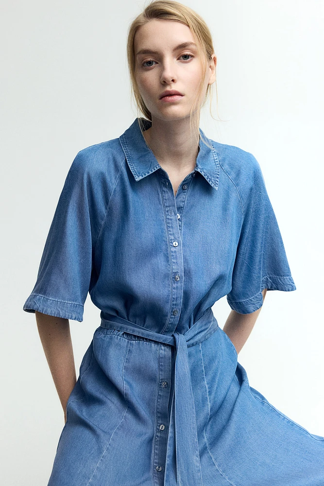 Tie-Belt Denim Dress