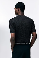 Slim Fit Glittery Polo Shirt