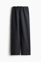 Straight linen-blend trousers