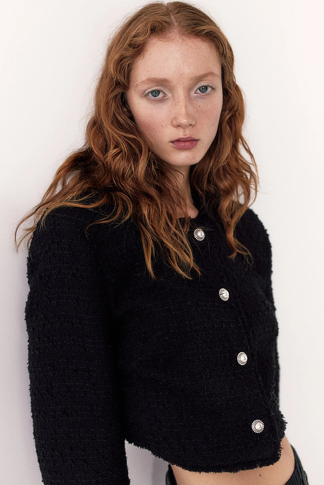 Cropped Bouclé-weave Jacket