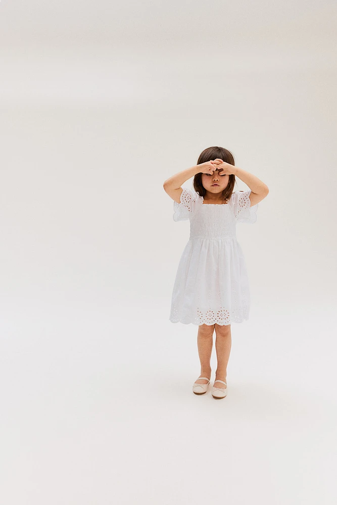 Cotton Dress with Eyelet Embroidery