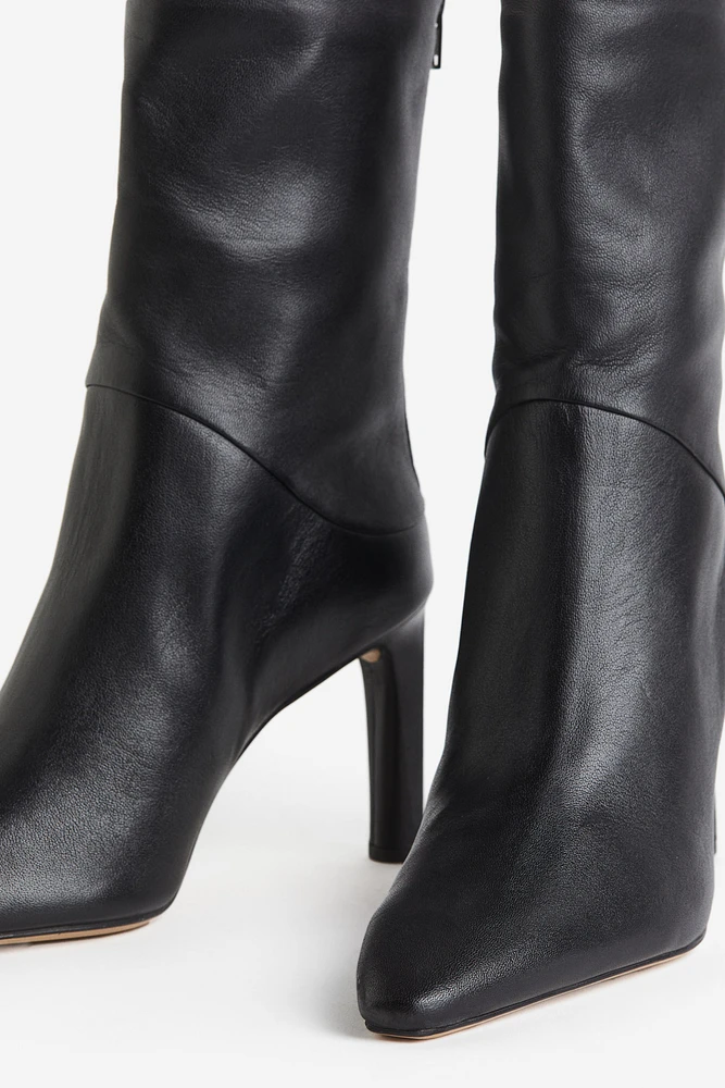 High Heel Leather Boots