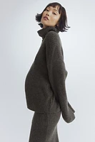 MAMA Rib-Knit Turtleneck Sweater