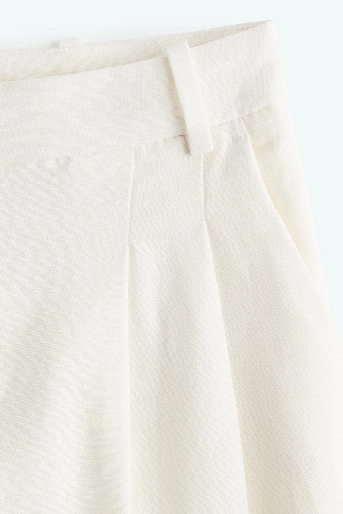 Wide-Leg Linen-Blend Pants