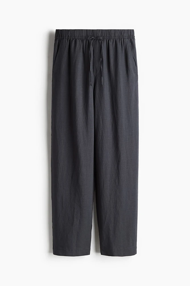 Pantalon en lin mélangé avec cordon de serrage
