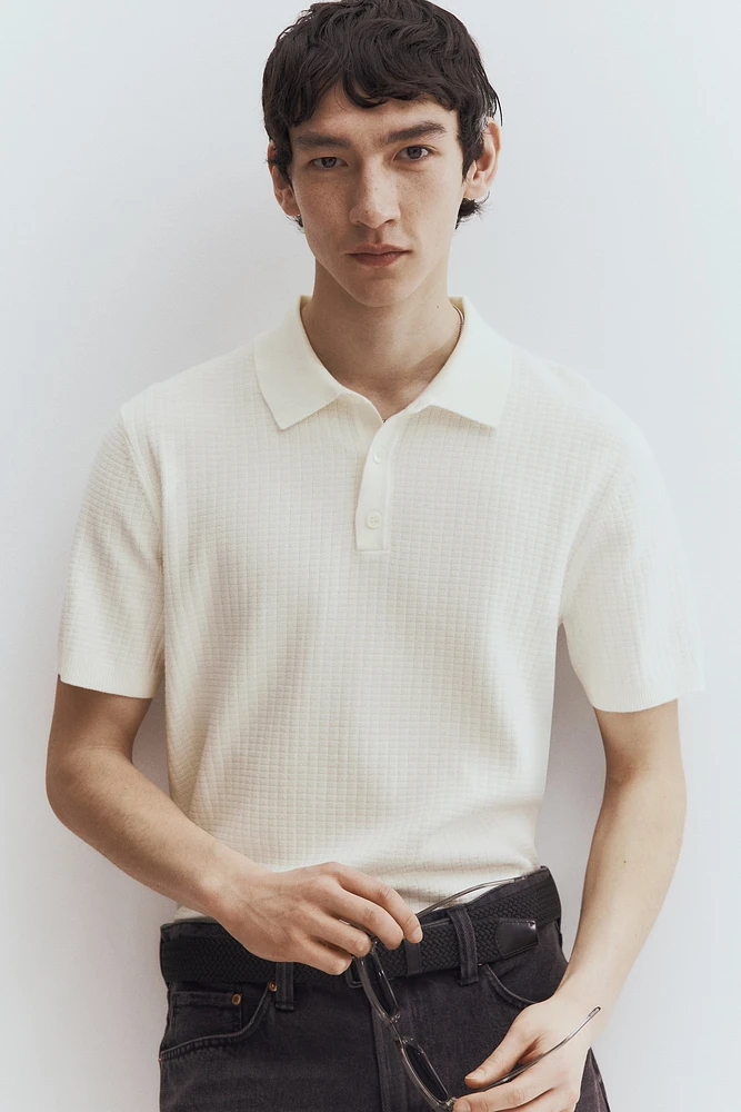 Regular Fit Textured-Knit Polo Shirt