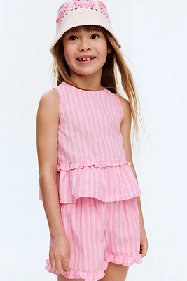 Ruffle-Trimmed Cotton Shorts