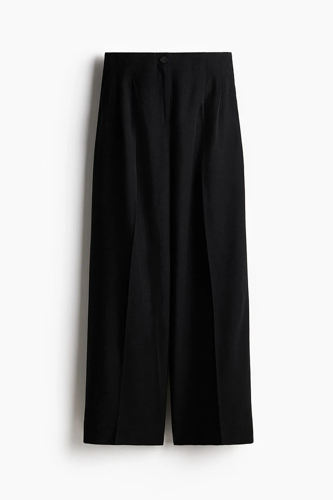 Wide-Leg Linen-Blend Pants