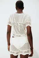 Crochet-Look Shorts