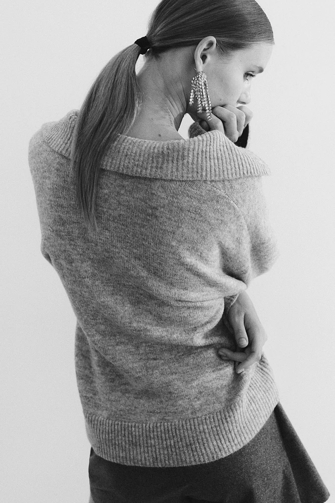 Fine-Knit Sweater with Collar