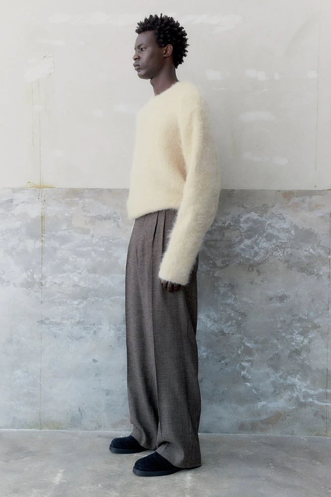 Wool-Blend Pleat-Detail Pants