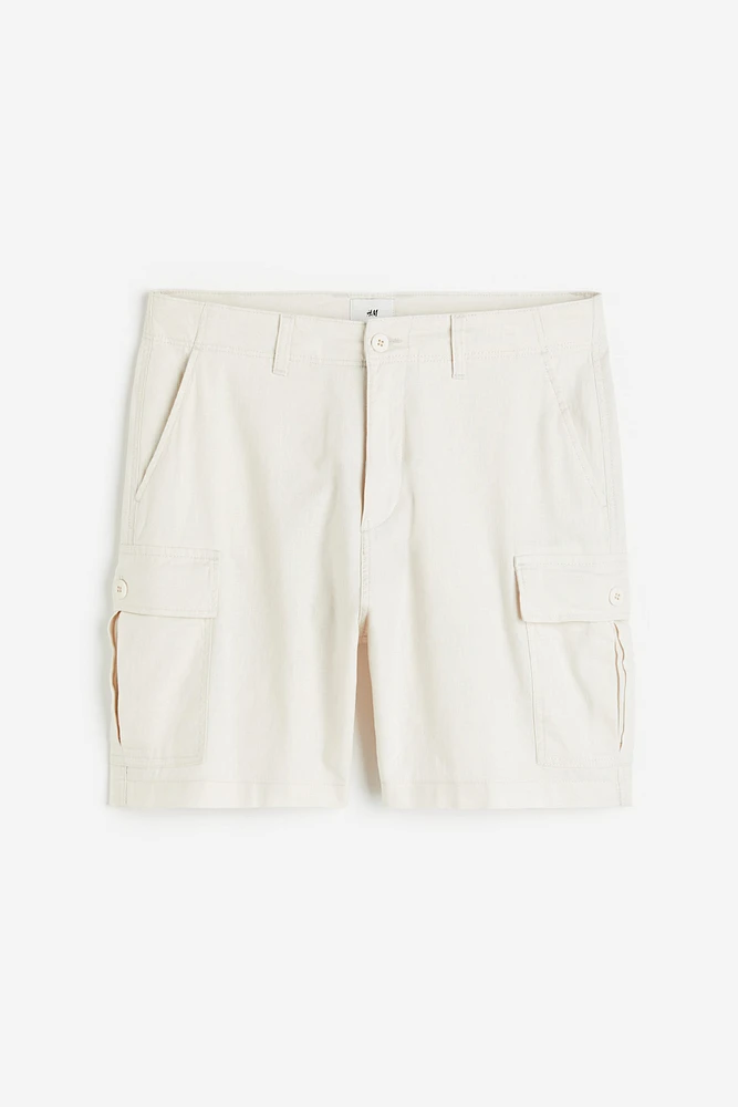 Regular Fit Linen-blend Cargo Shorts