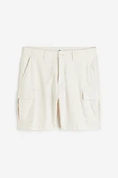 Regular Fit Linen-blend Cargo Shorts