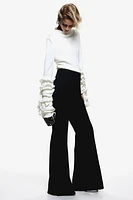 Flared Slit-Hem Twill Pants