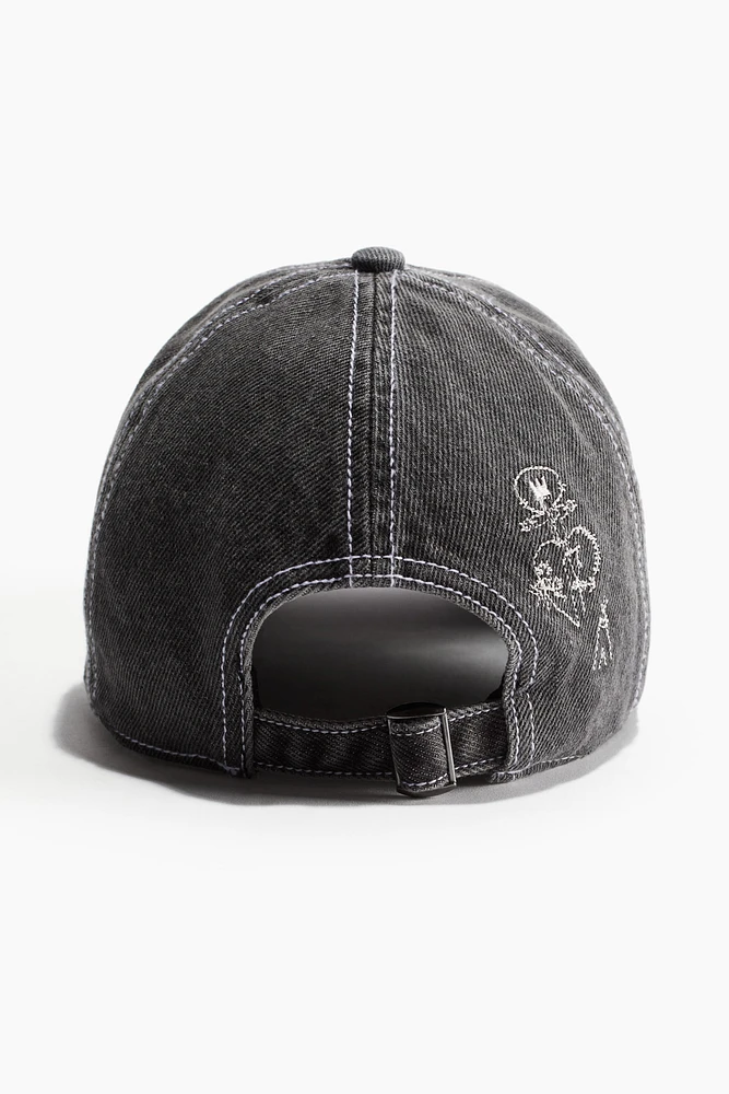 Embroidered-motif Denim Cap