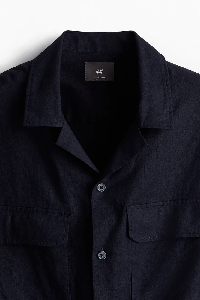 Regular Fit Linen-blend Utility Shirt