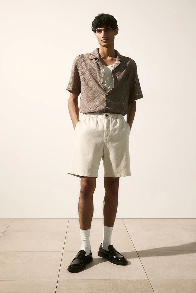 Regular Fit Linen-blend Shorts