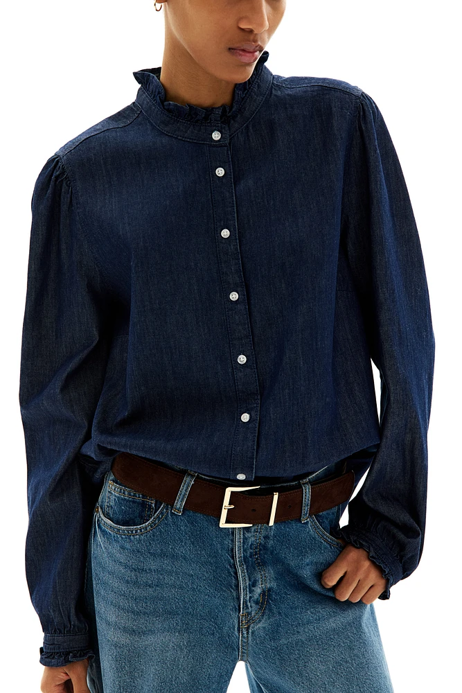 Blouse volantée en denim