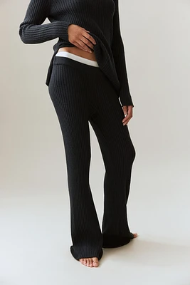 Pantalon évasé en tricot côtelé