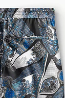 Abstract-Patterned Silk Pajama Pants