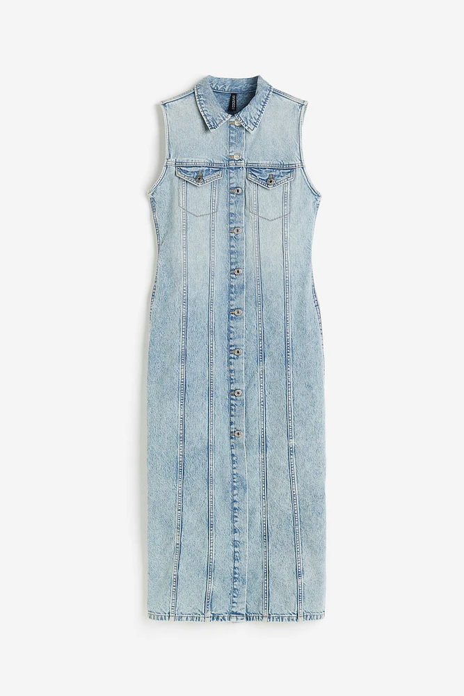 Button-front Denim Dress