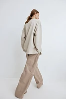 Wide-Leg Twill Pants