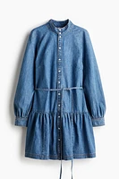 Tie-Belt Denim Dress