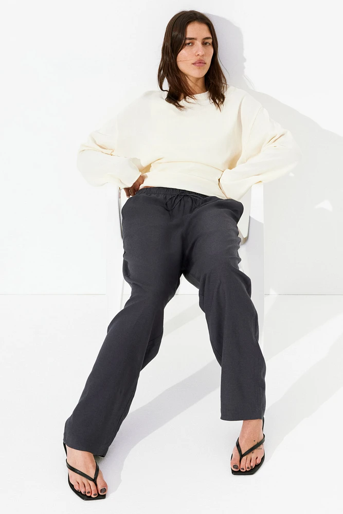 Pantalon en lin mélangé avec cordon de serrage